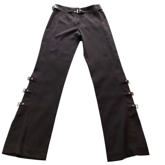 Escada Vintage Y2K  Black Wool Split Leg with Buckle Detail Front Zip Women's - Picture 16 of 16